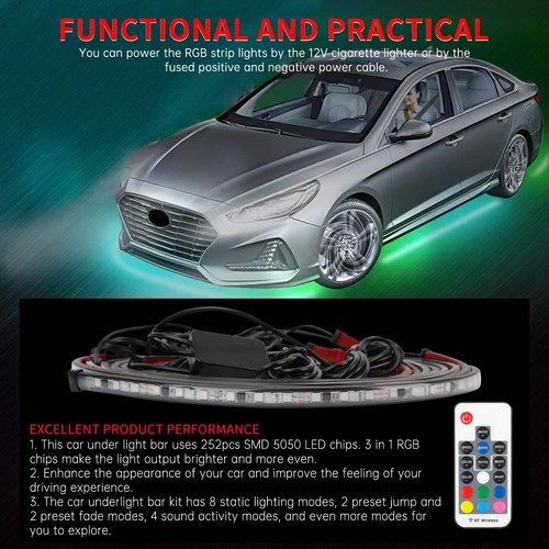 For For Dodge charger Challenger Underglow LED Strip Light Neon Music bluetooth - Picture 7 of 18