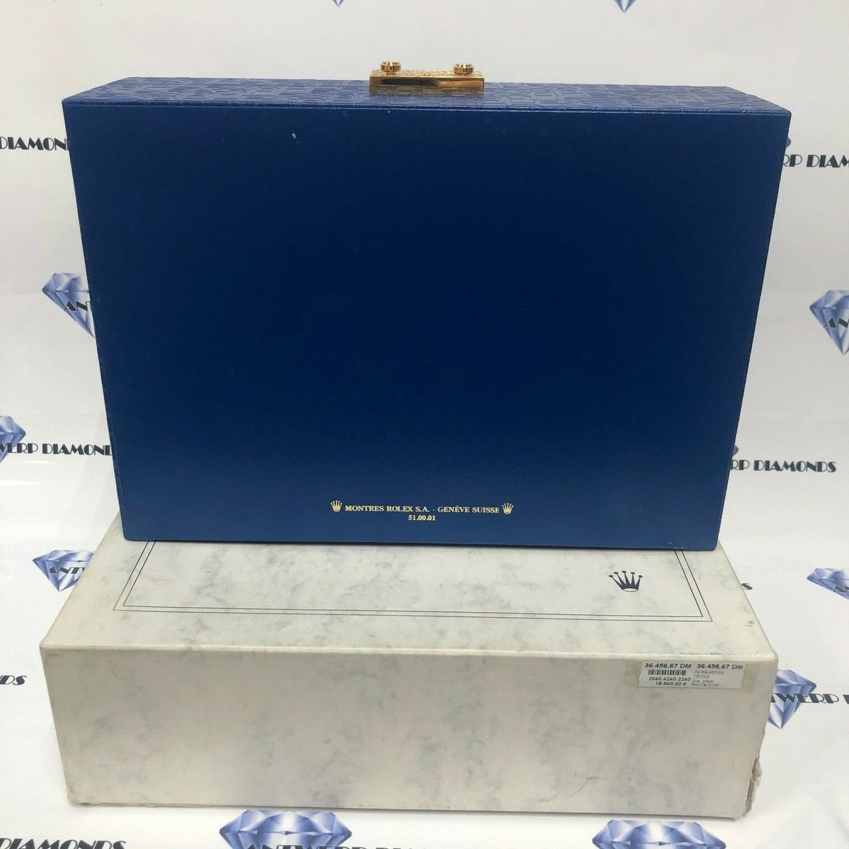 GENUINE ROLEX WATCH BOX 51.00.01 JUMBO BLUE PRESENATION BOX WITH 