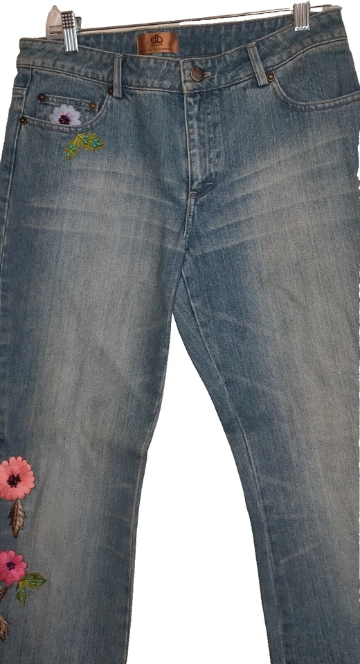 Jeans jeans bordado vintage Y2K tamanho 6 Dana Buchman Ileana boho boot cut - Imagem 4 de 4
