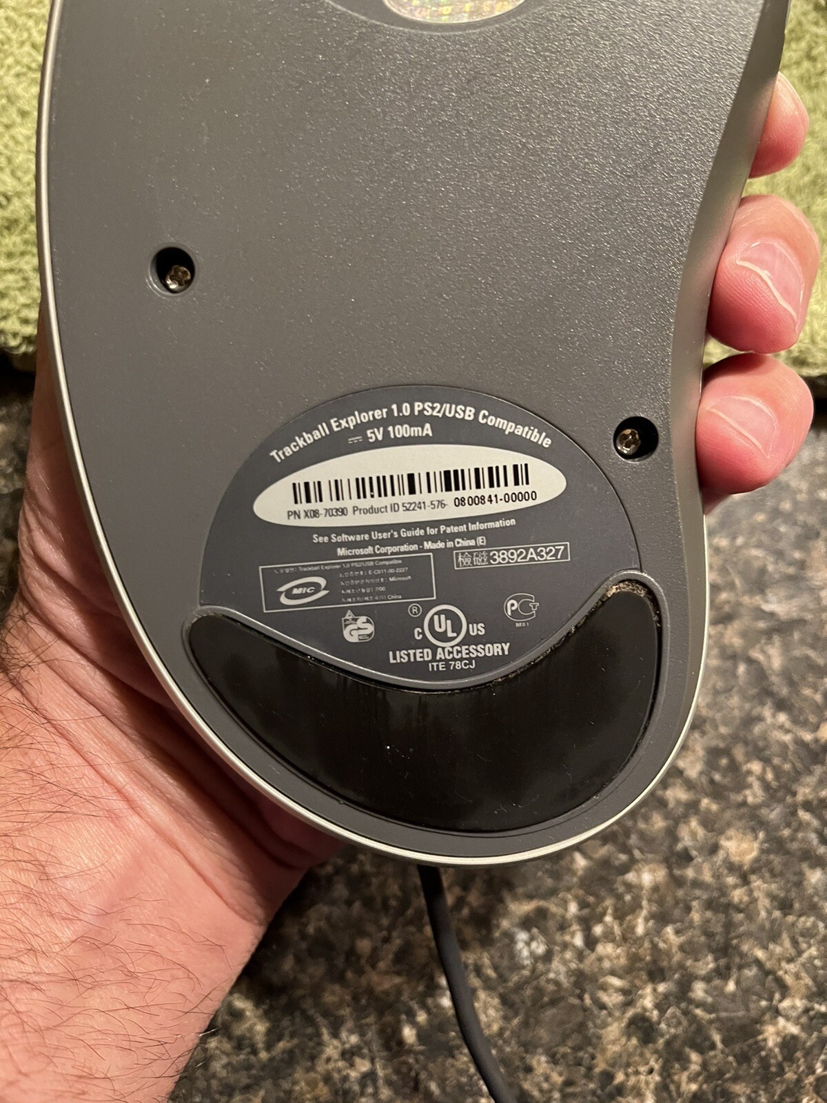 Microsoft Trackball Explorer 1.0 Mouse USB Compatible X0870344 Tested