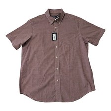 Cremieux Classics Men's Short-Sleeve Shirt Large Red White 100 Cotton NWT 75