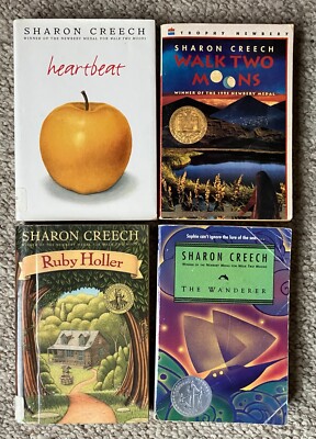 Lot 4 Sharon Creech books: Walk Two Moons, Heartbeat, Ruby Holler, The Wanderer