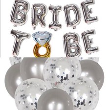 Bride To Be Balloons 16” Ring Silver 10 Balloons Bridal Shower Decorations Gift