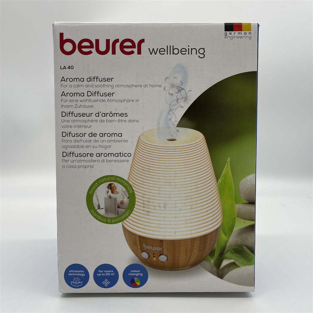 Beurer LA 40 Aroma Diffuser, Duft-Vernebler mit Ultraschall-Zerstäubung, mit Wel