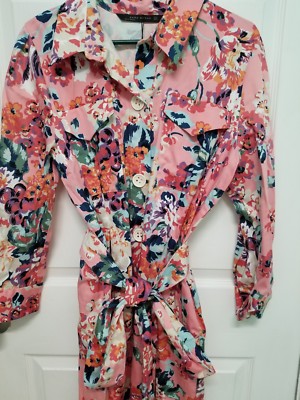 Robe Chemise Zara à Imprimé Floral Rose - Taille XS,S,M - Longueur Midi - Neuf Avec Étiquettes