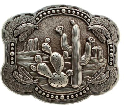 Blazin Roxx Western Womens Belt Buckle Cactus Feathers Silver