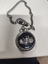 CALVIN HILL Black Tone Quartz Analog Men's Pocket Watch on Chain