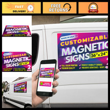 Custom 24"x36" Car Magnet Signs - 2-Pack Full Color Vinyl Advertising, Personali