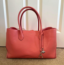 Aspinal of London Pink Pebbled Leather Large Tote Bag, Zip/Magnetic, Dust Bag