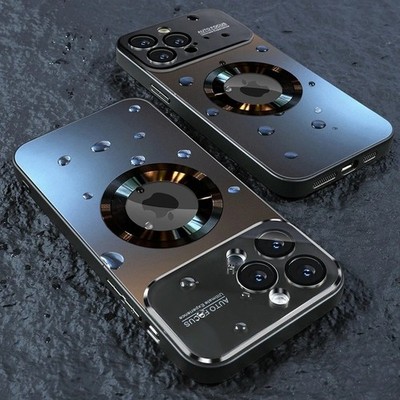 Titanium Matte MagSafe iPhone Case   Luxury Metallic Cover + Lens Protector