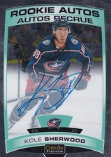 2019-20 O-Pee-Chee Platinum Rookie Autographs #RSH Kole Sherwood RC