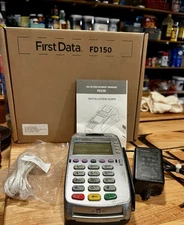 First Data FD150 Verifone VX520 Credit Card Terminal Bundle w/ Power & Guide