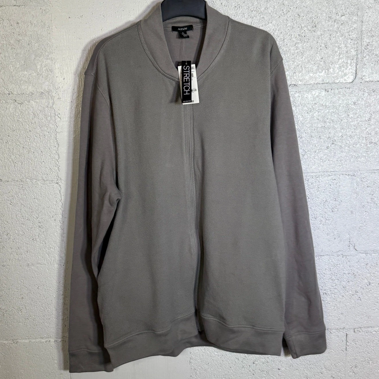Alfani Men's Pique Knit Bomber Jacket, storm gray XL $50