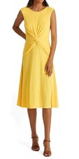 NEW Women's Size 10 Ralph Lauren Twist-Front Jersey Dress Primrose Yellow $135