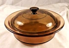 Corning VISION Pyrex Amber Casserole Dish V-31-B and Lid V-31-C 1 Quart Vintage