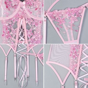 Lingerie Three Piece Set with Garter Straps Sexy Corset Bustier for Women