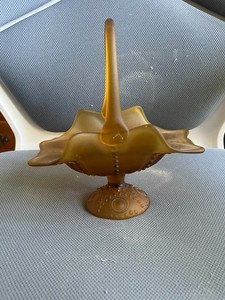 Vintage Amber Satin Glass Basket 