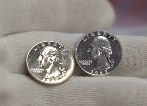 1962, 1963 US Proof Silver Washington Quarter 25c..
