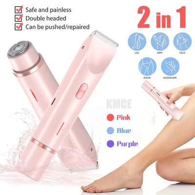 Mini Elektrorasierer Damen wasserdicht wiederaufladbar Bikini Trimmer 2 Köpfe