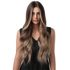 Ombre Blonde Wigs for Women Long Brown Mixed Blonde Wigs Long Wavy Curly High...