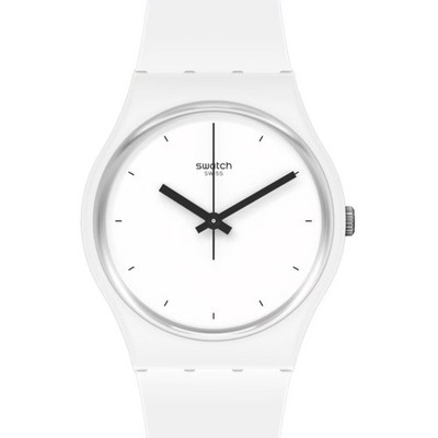 Swatch Think Time White SO31W100 Minimalist Quartz Watch - Mint Condition