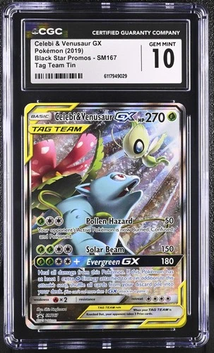 CGC 10 GEM MINT Celebi & Venusaur GX Black Star Promo SM167 Tag Team Pokemon