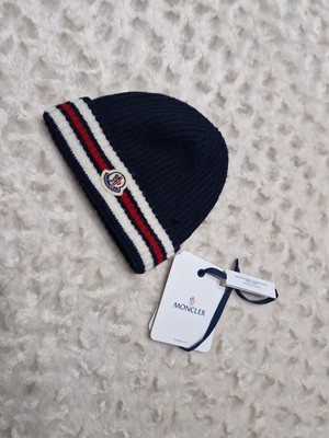 Moncler Beanie Mütze Kinder Navy/Rot/Weiß Größe Xxs
