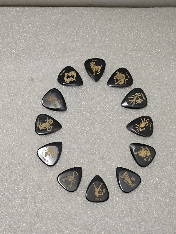 Timber Tones Zodiac Tones Black Horn Engraved Guitar Picks Set Of 12