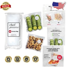 Vacuum Sealer Bags: 60 Reusable, BPA-Free, Freezer, Microwave, Odor-Resistant