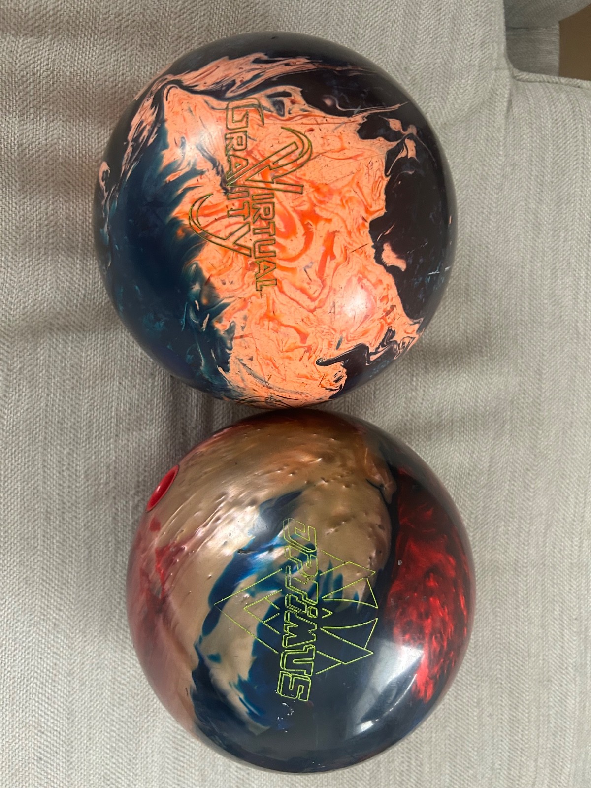 storm optimus single drill 15lbs and storm virtual gravity p
