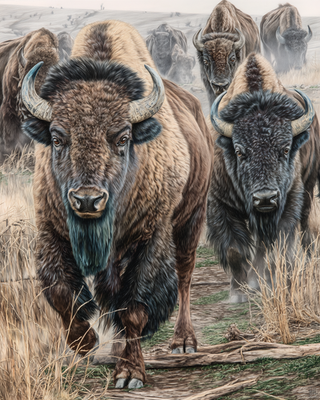 #ad #ad 8x10 Bison Walking Forest Illustration 419860515 $6.95