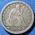 A 1854 With Arrows Seated Liberty Silver Quarter 25c