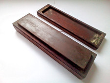 Vintage Natural Smooth Honing Oil Stone In Hard Wood Box. (10