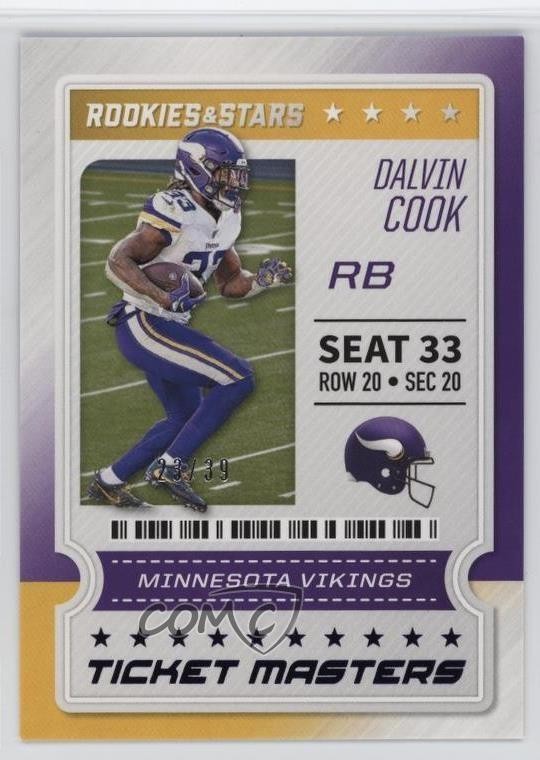 2020 Panini Rookies & Stars Ticket Masters Purple 23/39 Dalvin Cook #14 1q03