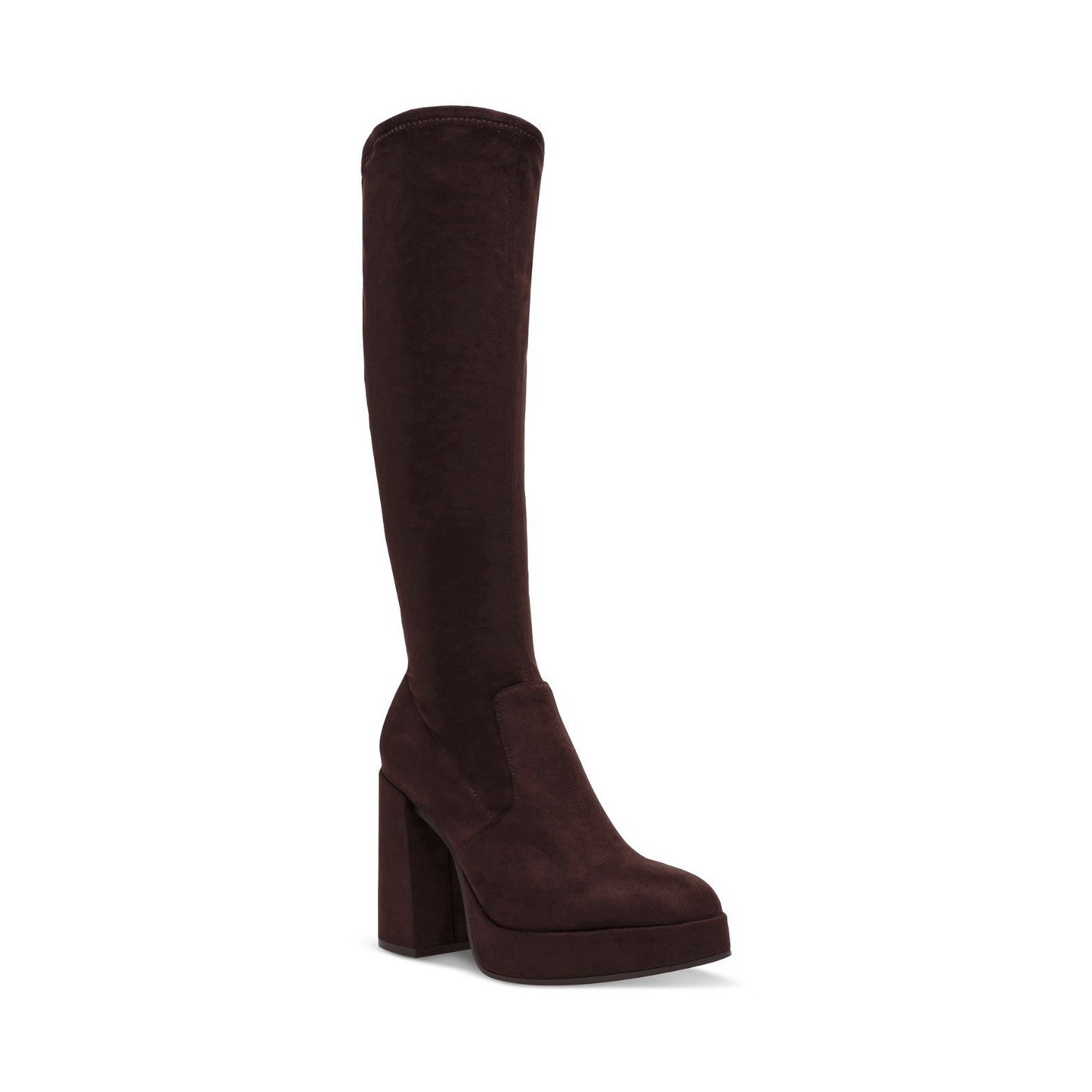 Steve Madden Women’s Brown Faux Suede Knee High Platform Block Heel Boots - SZ 9