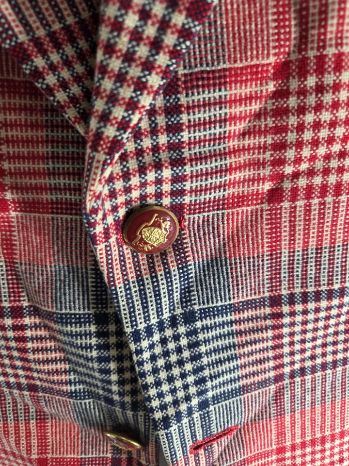Blazer para hombre Jack Sobel Florida 44 rojo a cuadros vintage años 70 cachemir puro clásico Foto 4 de 4