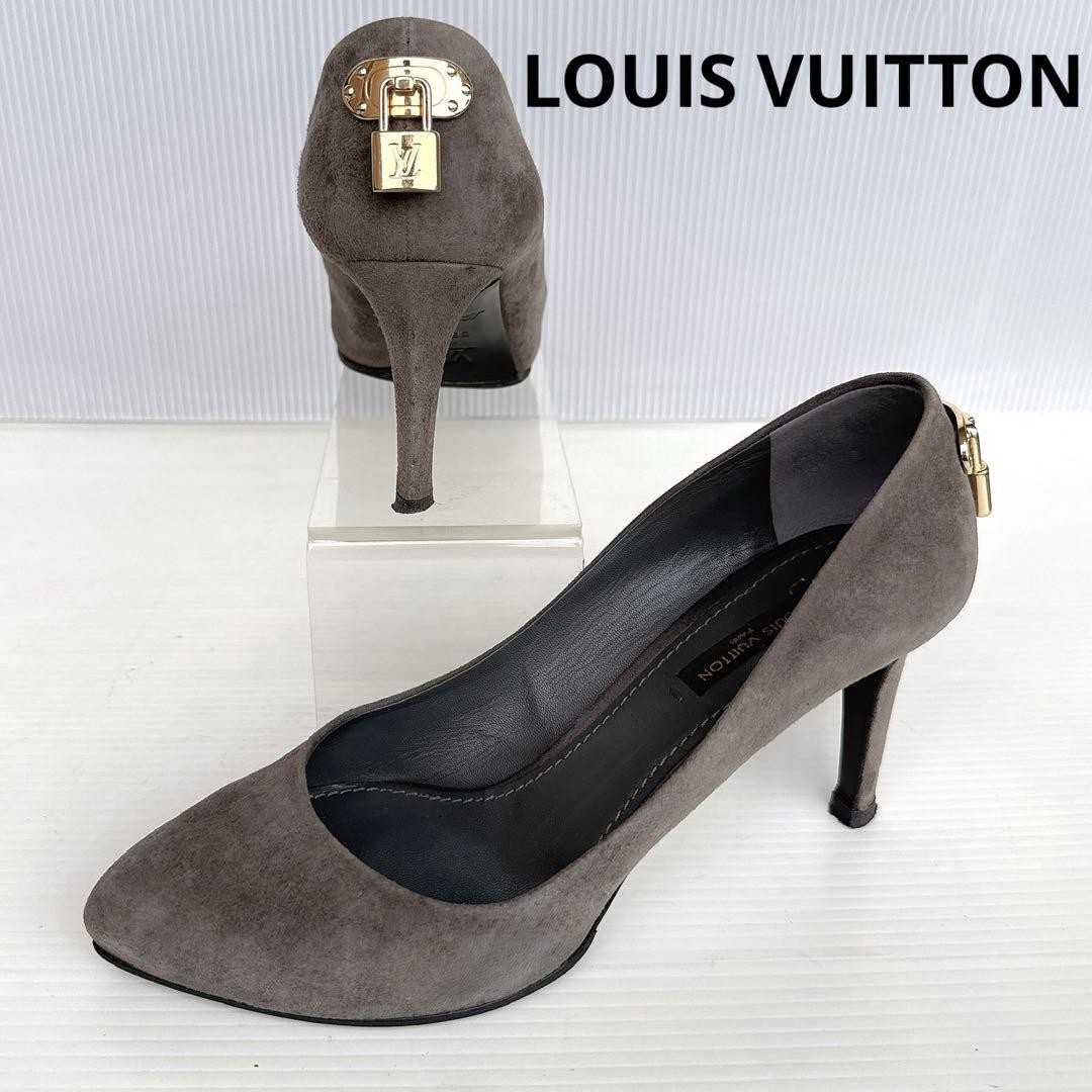 Louis Vuitton Shoes Pumps Heel EU 36.5 US 6.5 Suede Leather Greige Authentic thumbnail 13