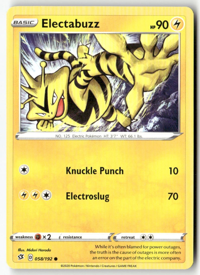 Electabuzz 058/192 Common Rebel Clash Pokemon Lightly Played