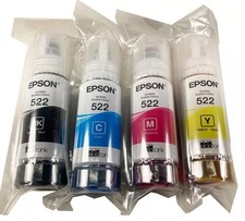 Genuine Epson 522 Printer Ink 4 Pack Black Cyan Magenta Yellow NEW ET-4700 4800