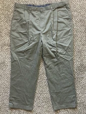 Vintage Dockers Pants Men's 44x30 (FIT 42x28) Moss Green Pleated USA Made Cotton