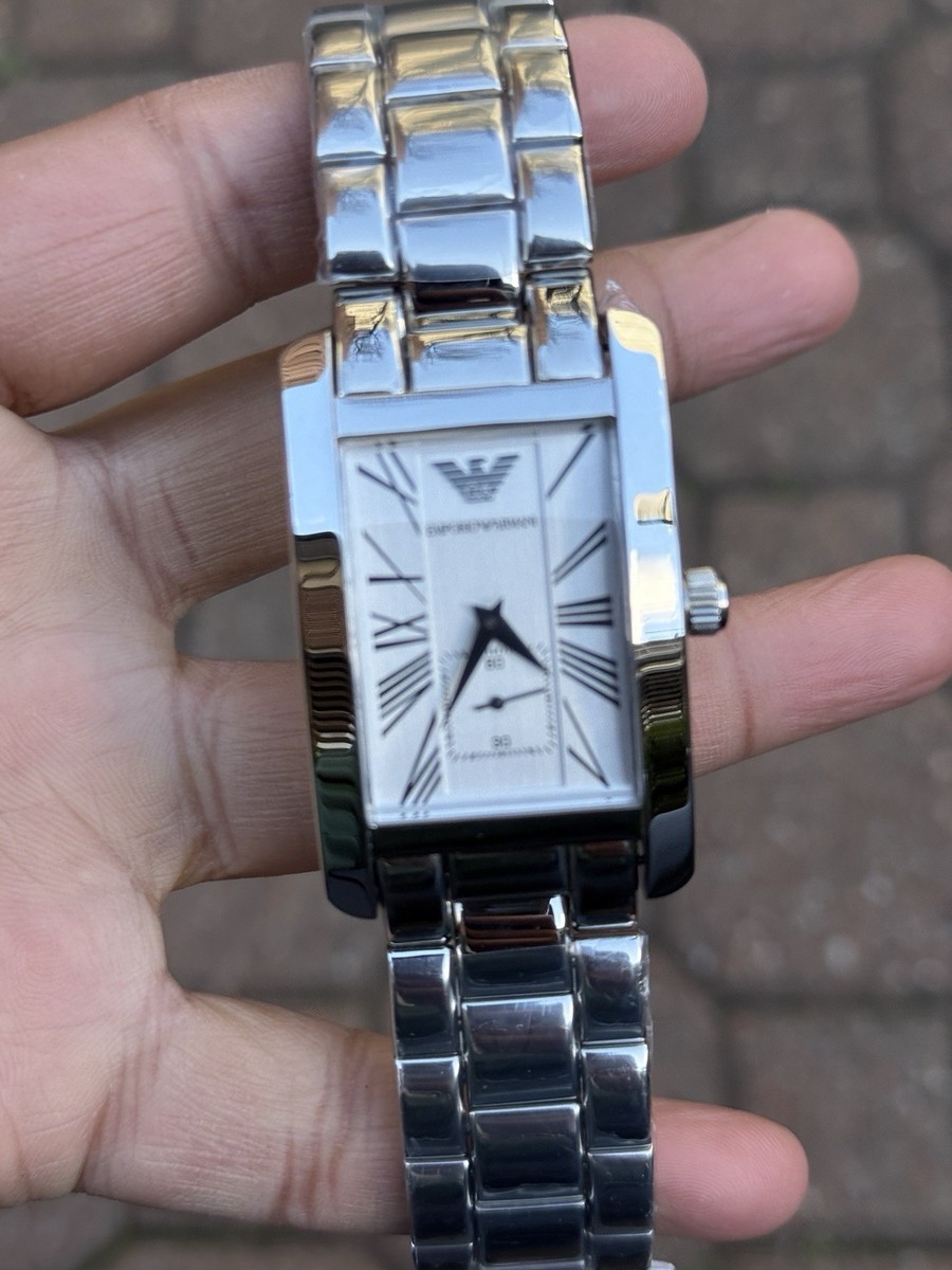Emporio Armani Classic Rectangular Stainless Steel Watch  display picture 3