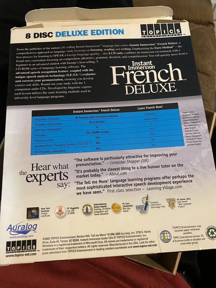 Instant Immersion French Deluxe v 2.0 by Topics Entertainment 8 CDs LEARN FRENCH - Image 2 of 4