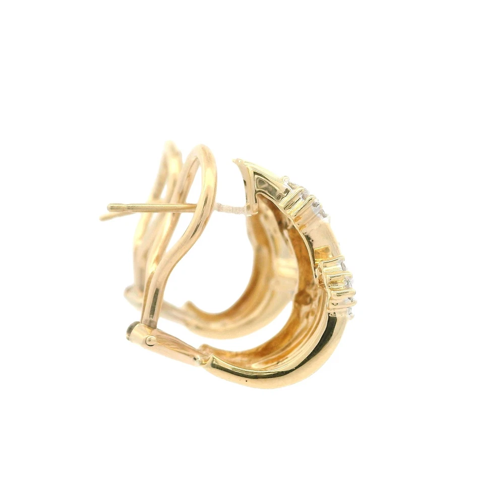 Шикарные серьги-манжеты из желтого золота 14 карат с бриллиантами 0,40 карата - Изображение 4 из 4