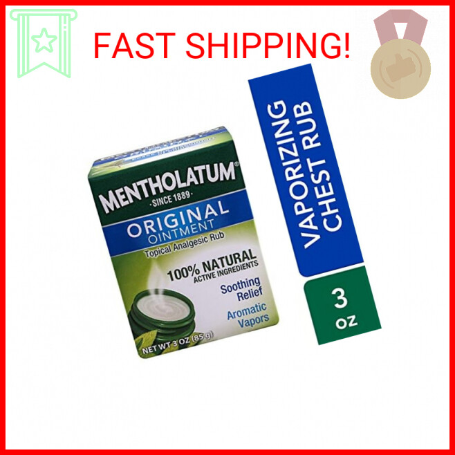 Mentholatum Original Chest Rub Ointment , White, 3 Ounce (Pack of 1