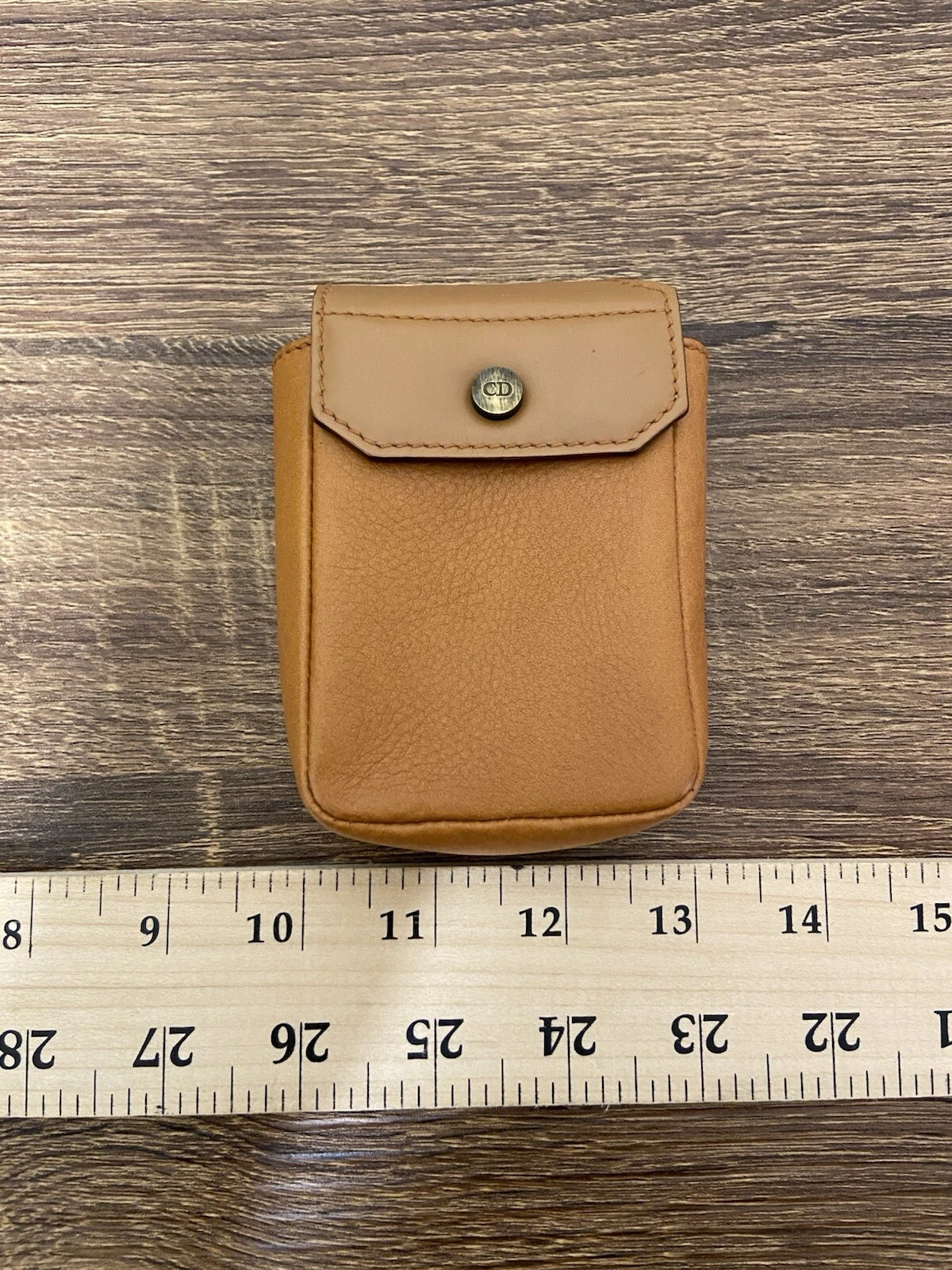 Étui à cigarettes Christian Dior en cuir marron pochette multi accessoires, bon état