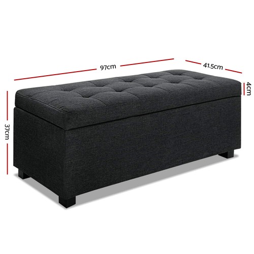 Ottoman Box Large Blanket Storage Linen Fabric Foot Stool Toy Chest Seat Bench - Picture 10 of 50