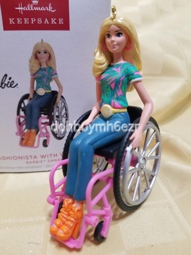 Hallmark 2023 Fashionista Barbie with Wheelchair Christmas Ornament - Picture 1 of 2