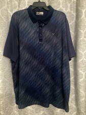 Callaway Opti Dri Mens 2XL Polo Shirt Geometric All Over Print Blue Performance