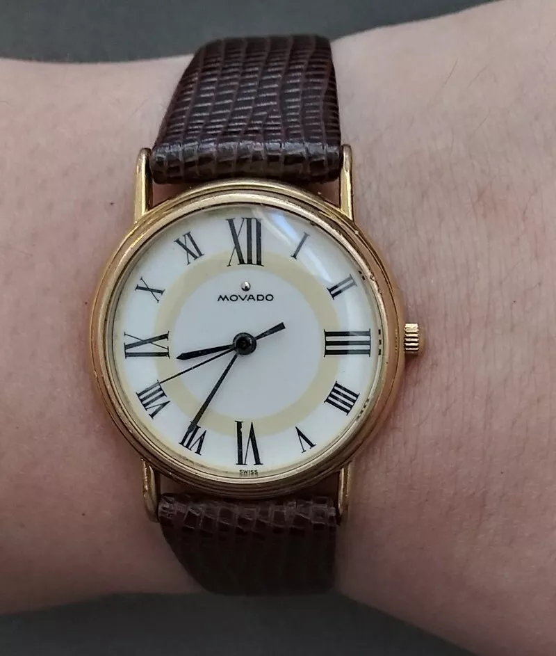 Vintage Movado Watch 87 47 825 Roman Numerals Indices Fresh Battery NICE