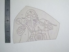 vtg 1960s 1970s Tattoo Flash acetate stencil Bearded Freedom Rider HAR3